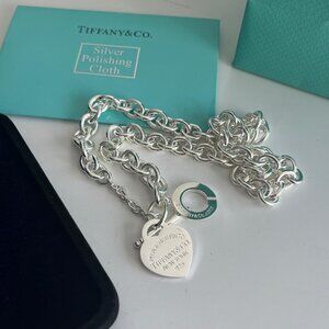 Sterling Silver Heart Tag Charm & Chain